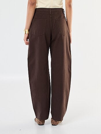 Pantalon uni en twill à taille haute