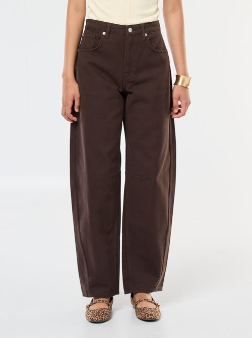 Pantalon uni en twill à taille haute - Kiabi