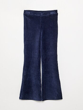 Pantalon uni en velours côtelé