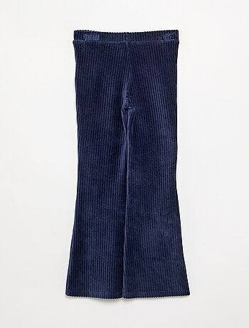 Pantalon uni en velours côtelé