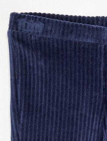 Pantalon uni en velours côtelé