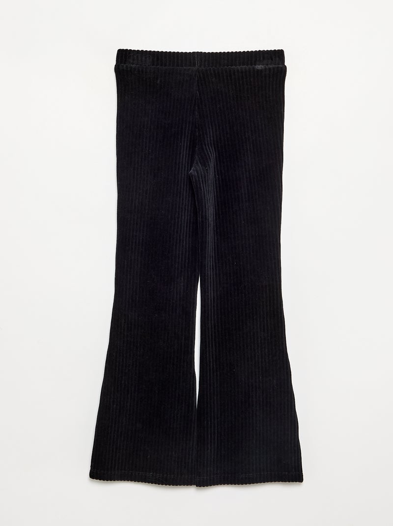 Pantalon uni en velours côtelé Noir - Kiabi