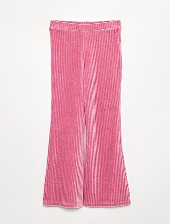 Pantalon uni en velours côtelé