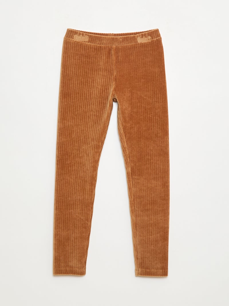Pantalon uni en velours épais Beige - Kiabi