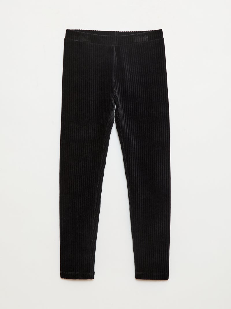 Pantalon uni en velours épais Noir - Kiabi