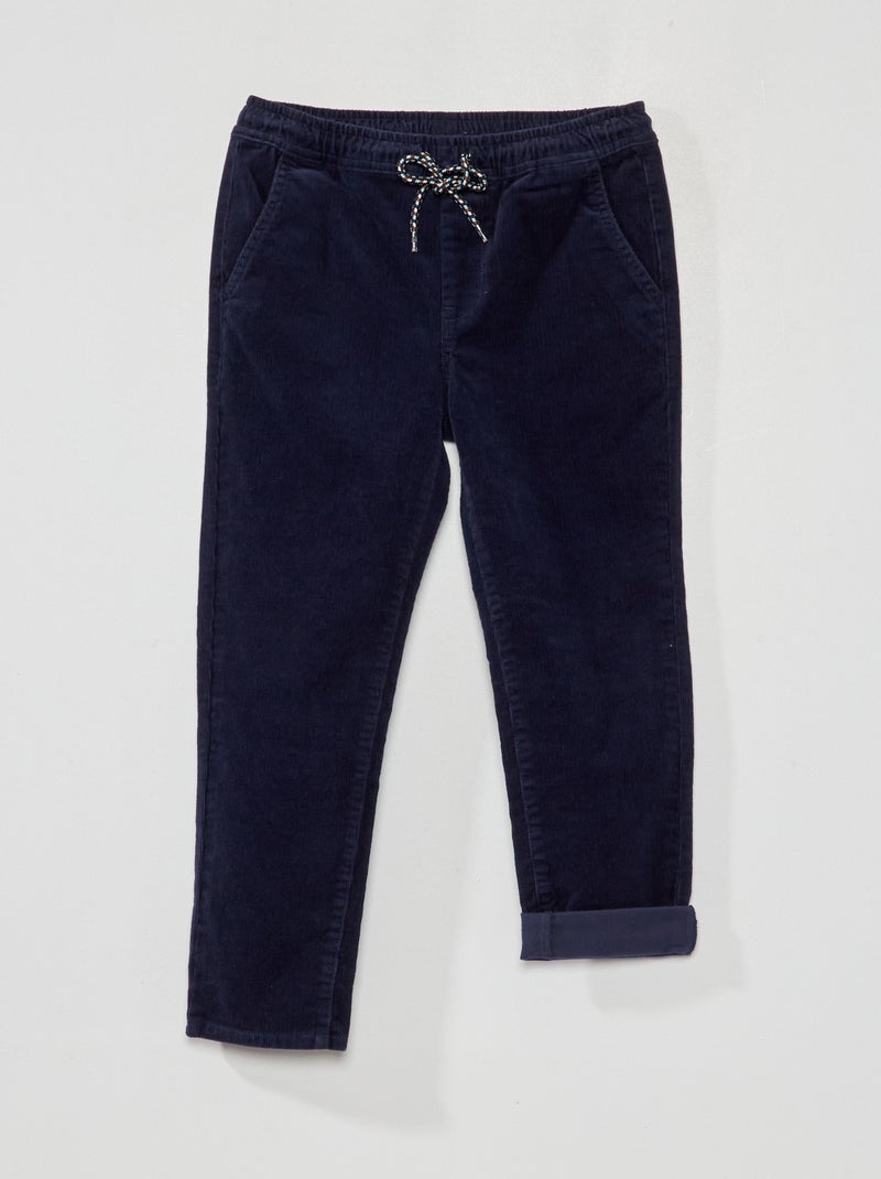 Pantalon uni en velours Noir - Kiabi