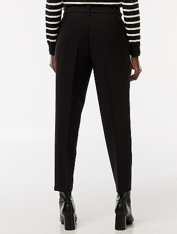 Pantalon uni femme en toile à taille standard
