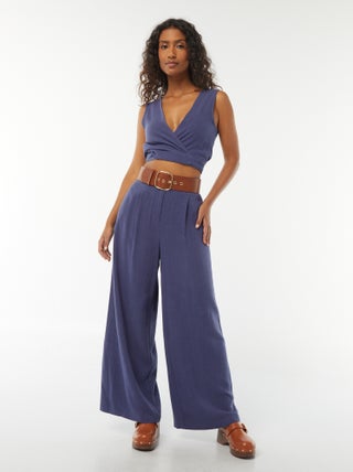 Pantalon uni jambes larges