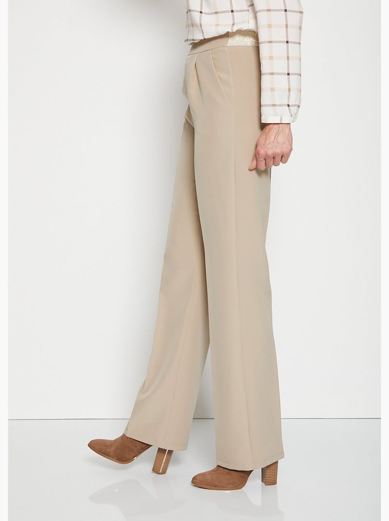 Pantalon uni large et fluide Beige - Kiabi