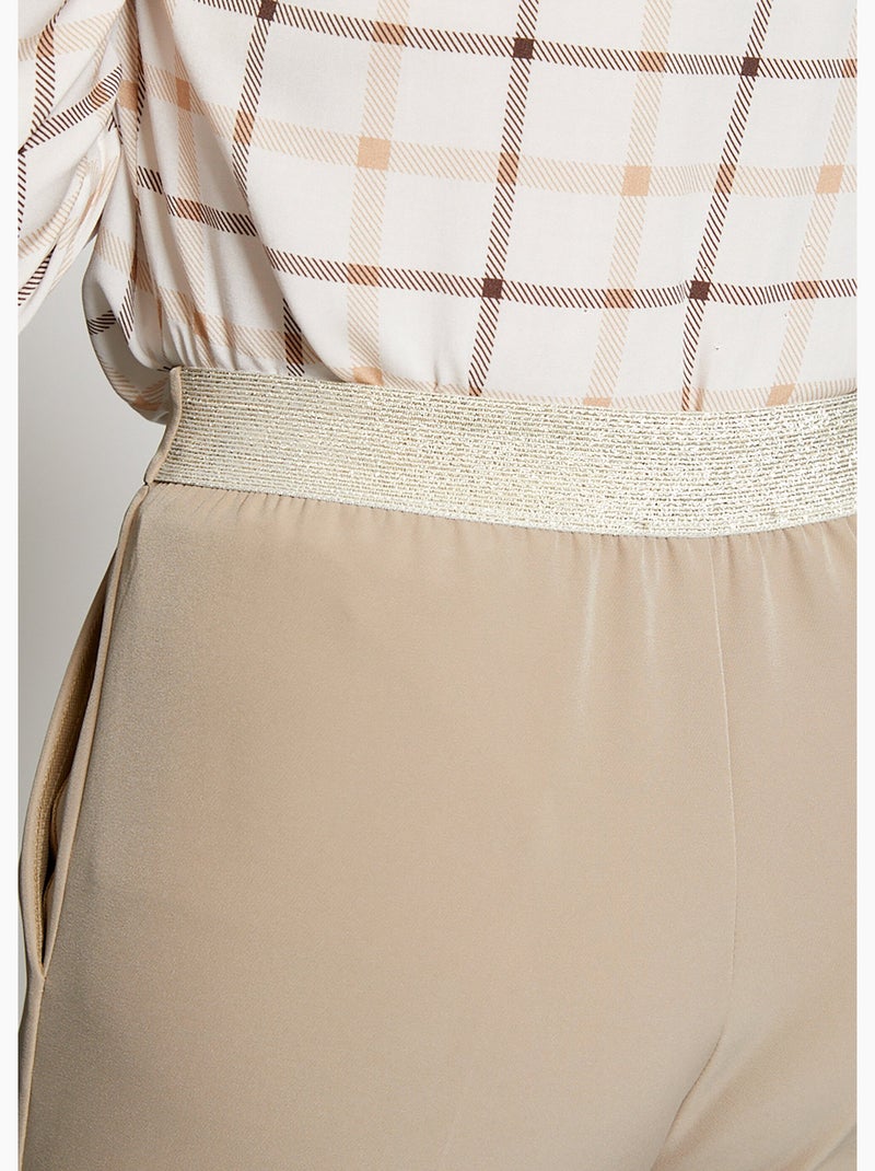 Pantalon uni large et fluide Beige - Kiabi