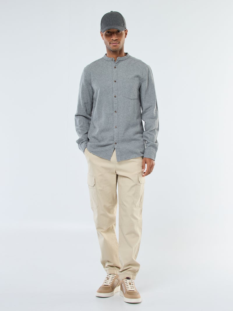 Pantalon uni multipoches avec taille élastiquée Beige - Kiabi