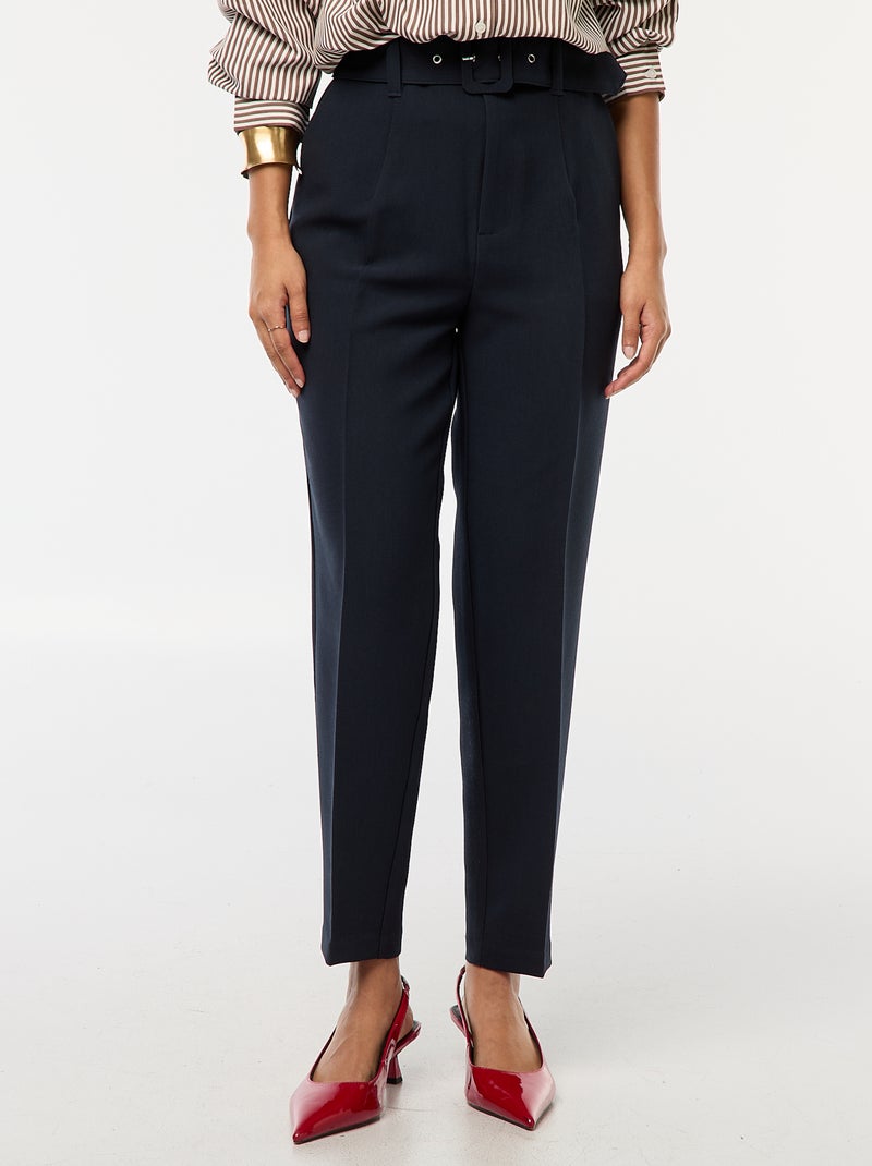 Pantalon uni pour femme à taille standard Bleu - Kiabi