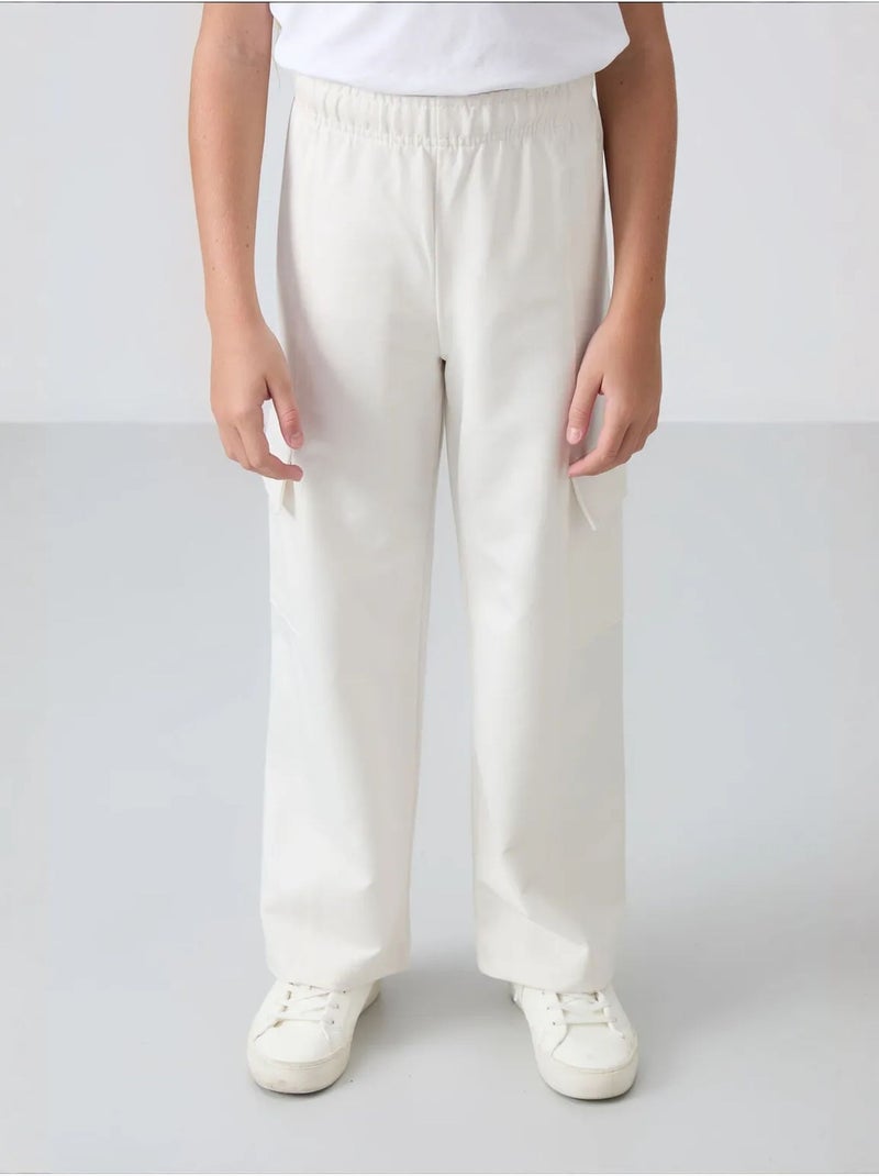 Pantalon unisexe jeune en mélange de coton tommy Blanc cassé - Kiabi