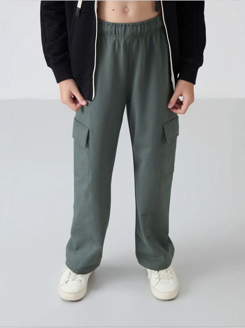 Pantalon unisexe jeune en mélange de coton tommy Gris foncé - Kiabi