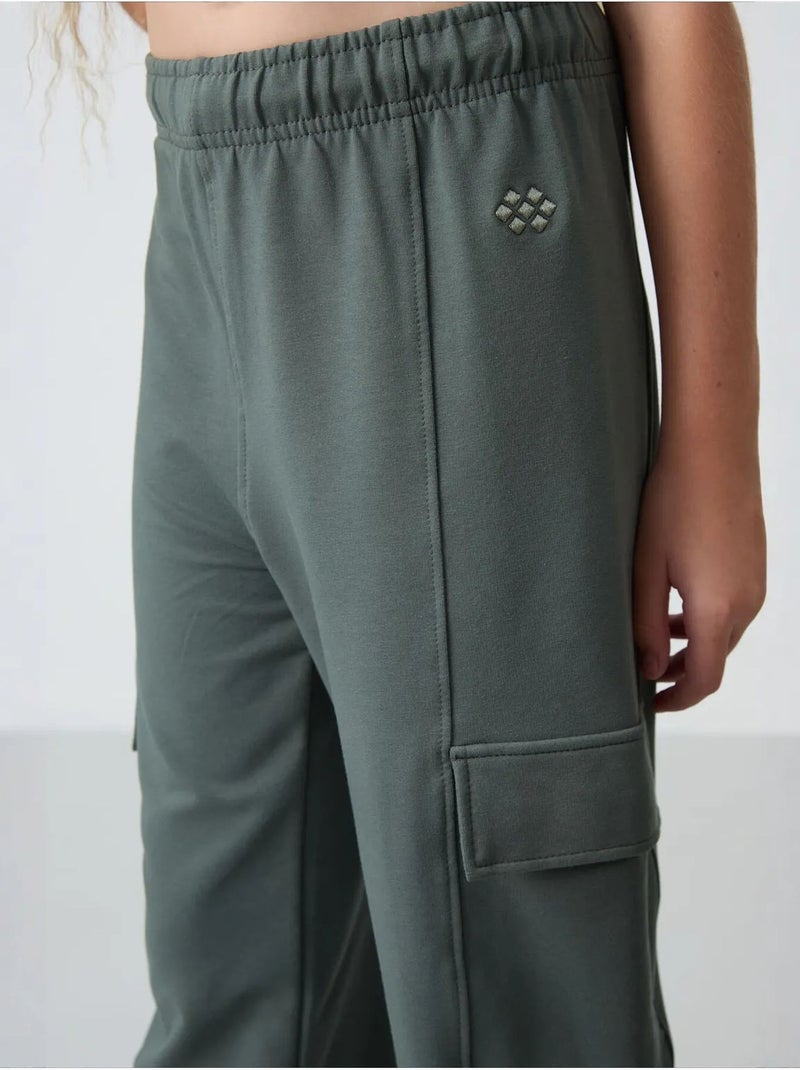 Pantalon unisexe jeune en mélange de coton tommy Gris foncé - Kiabi