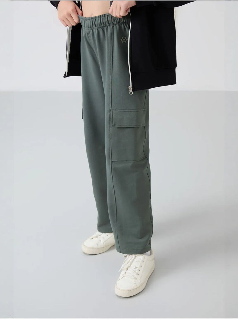 Pantalon unisexe jeune en mélange de coton tommy Gris foncé - Kiabi
