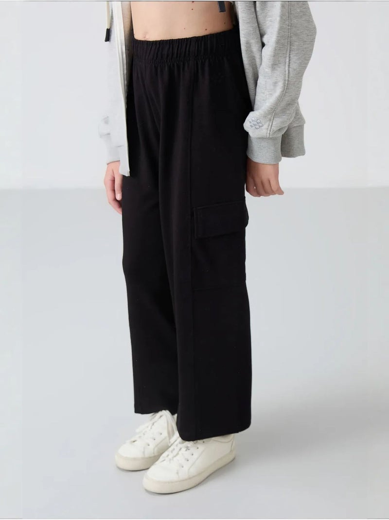 Pantalon unisexe jeune en mélange de coton tommy Noir - Kiabi