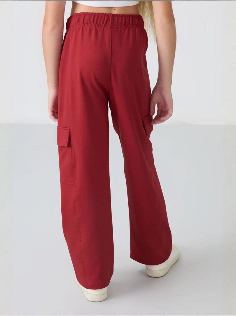 Pantalon unisexe jeune en mélange de coton tommy Rouge bordeaux - Kiabi