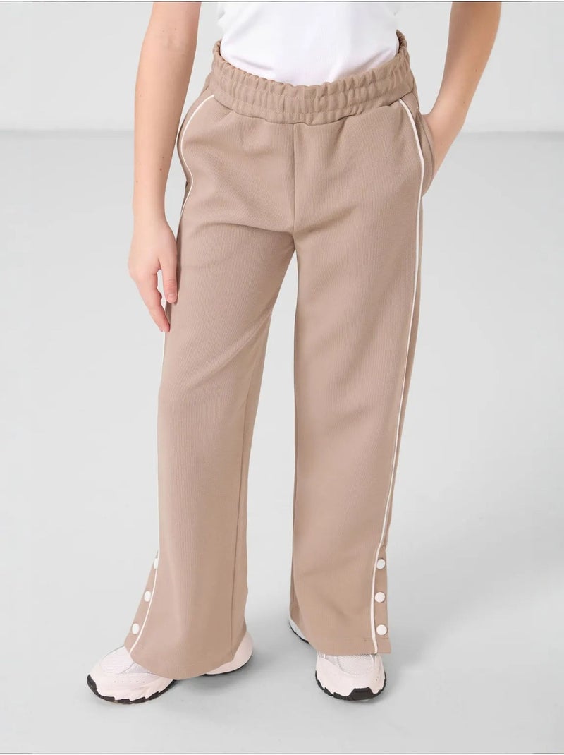 Pantalon unisexe jeunesse à jambe large tommy Beige argile - Kiabi