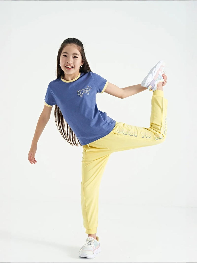 Pantalon unisexe jeunesse en mélange de coton tommy Jaune citron - Kiabi