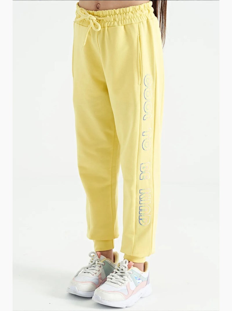 Pantalon unisexe jeunesse en mélange de coton tommy Jaune citron - Kiabi