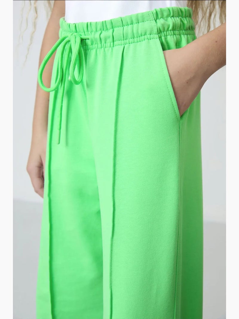 Pantalon unisexe junior en mélange de coton tommy Vert tilleul - Kiabi