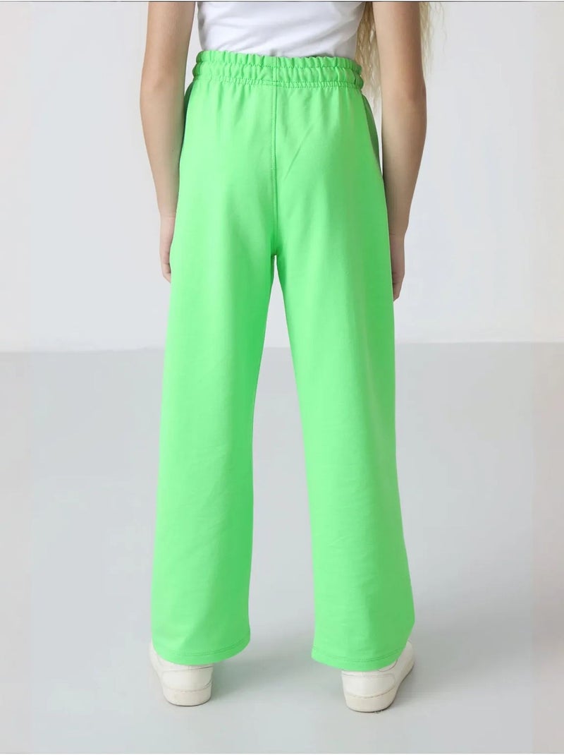 Pantalon unisexe junior en mélange de coton tommy Vert tilleul - Kiabi