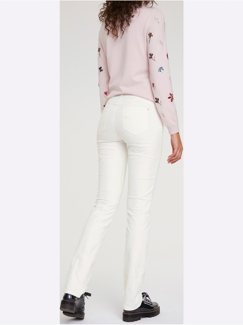 Pantalon velours - taille courte - helline Blanc cassé - Kiabi