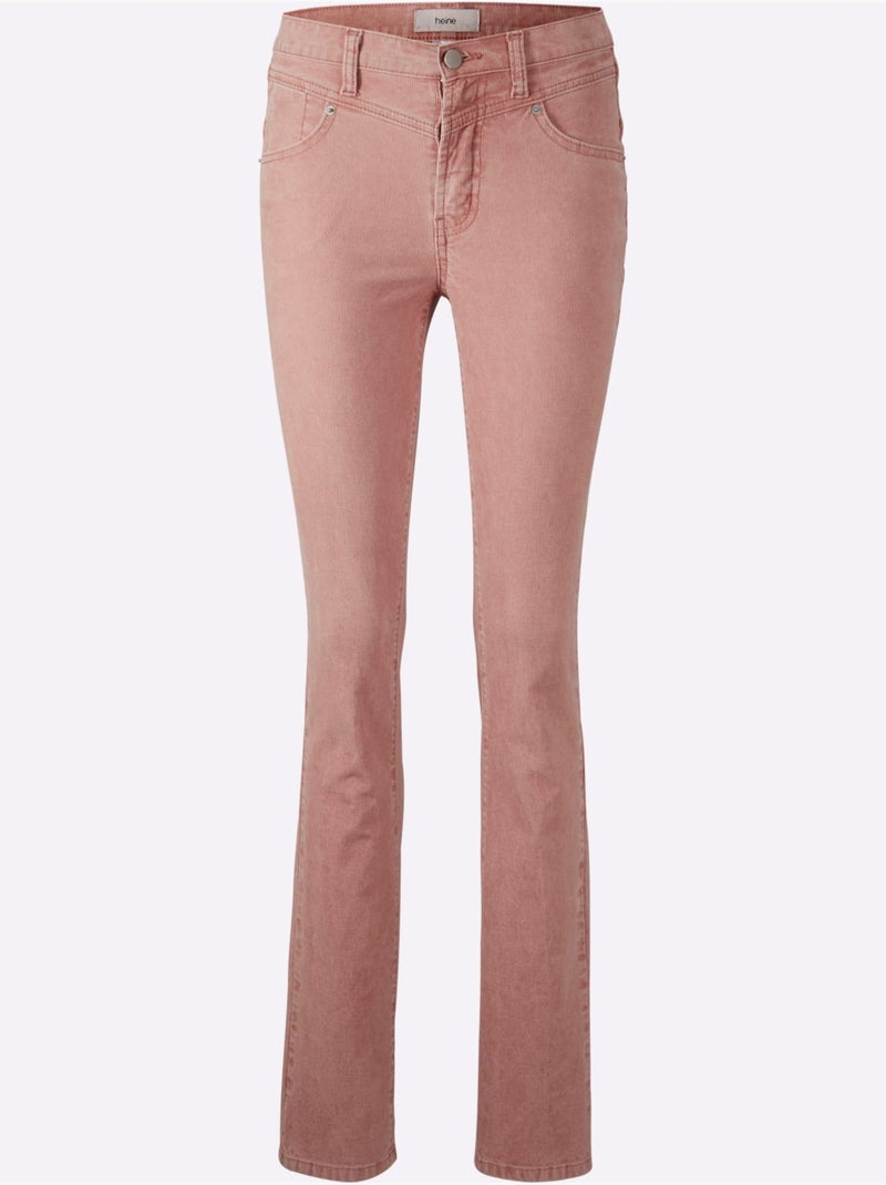 Pantalon velours - taille courte - helline Bois de rose - Kiabi