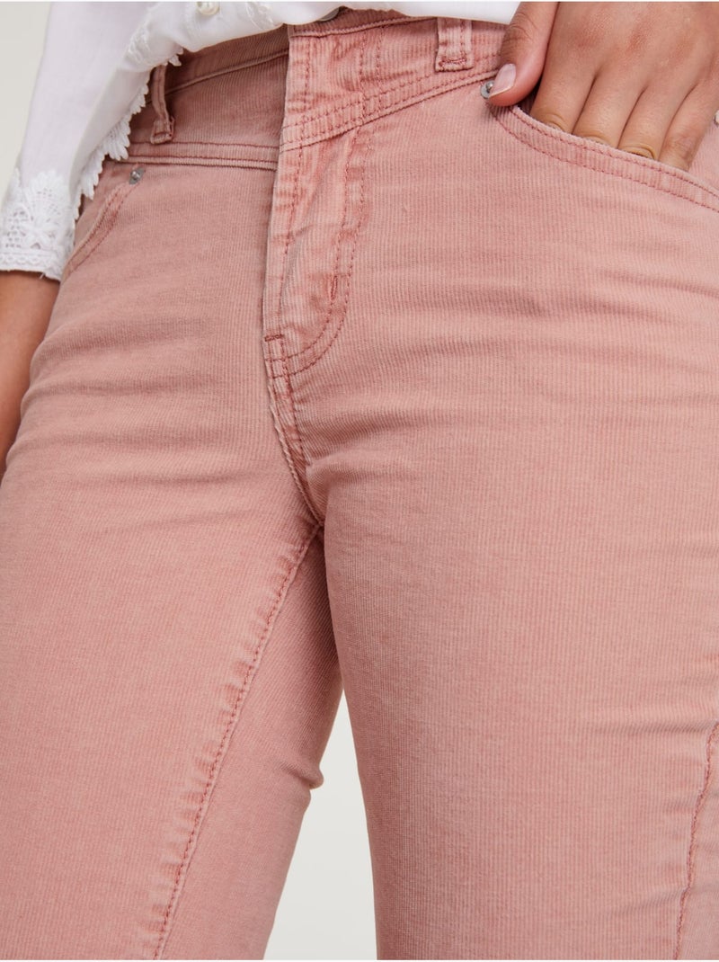 Pantalon velours - taille courte - helline Bois de rose - Kiabi