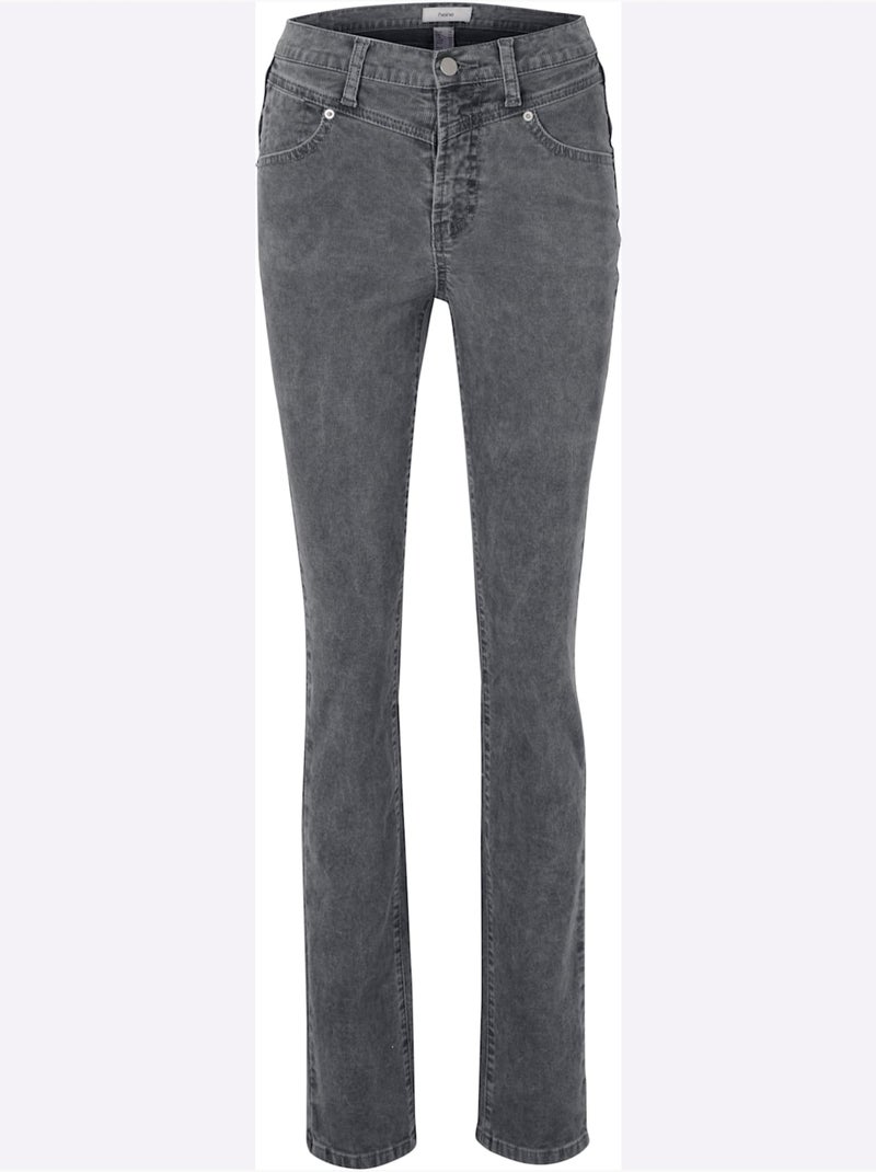 Pantalon velours - taille courte - helline Gris Argenté - Kiabi