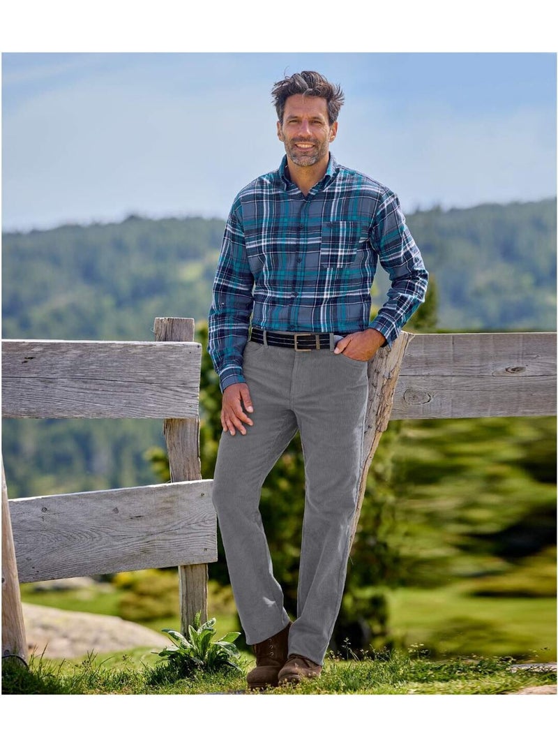 Pantalon Velours 5 Poches Stretch  - ATLAS FOR MEN Gris - Kiabi