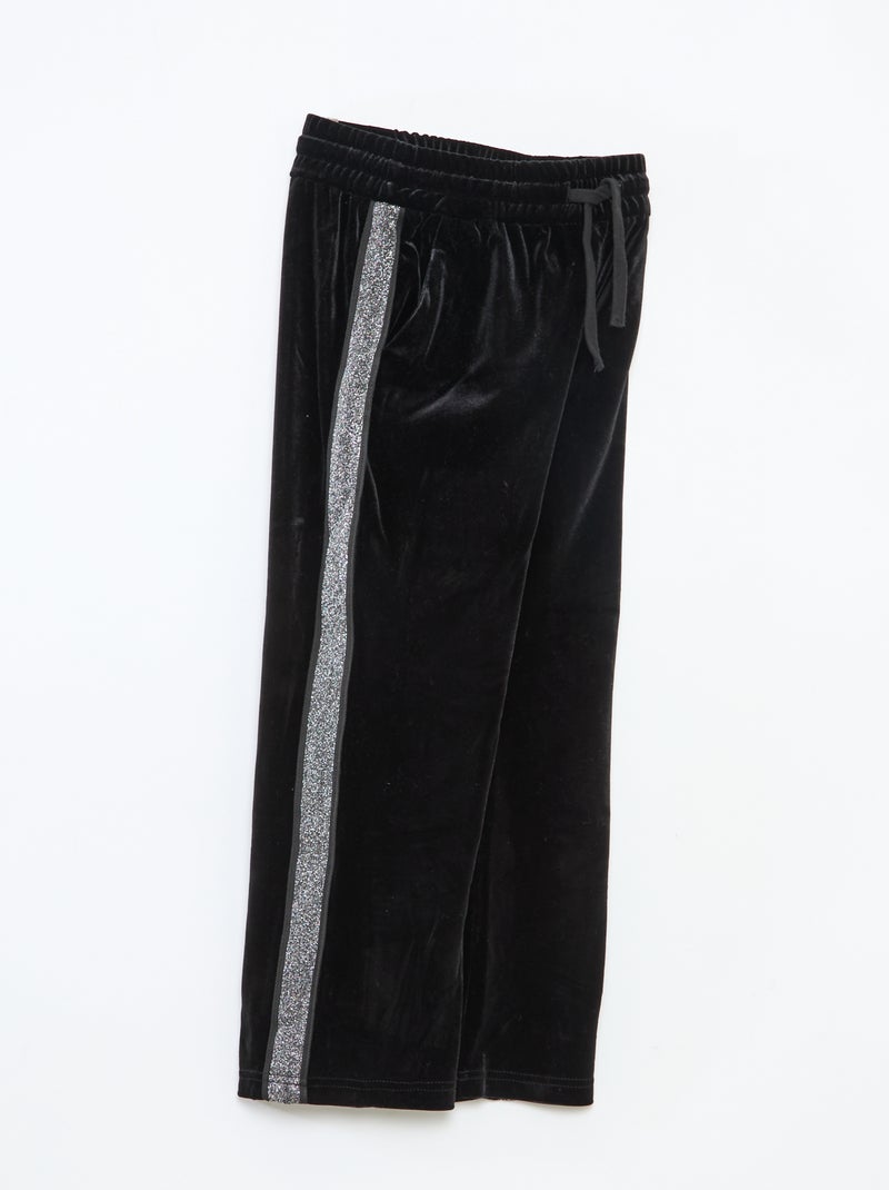 Pantalon velours à bandes pailletées Noir - Kiabi