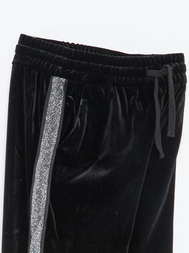 Pantalon velours à bandes pailletées Noir - Kiabi