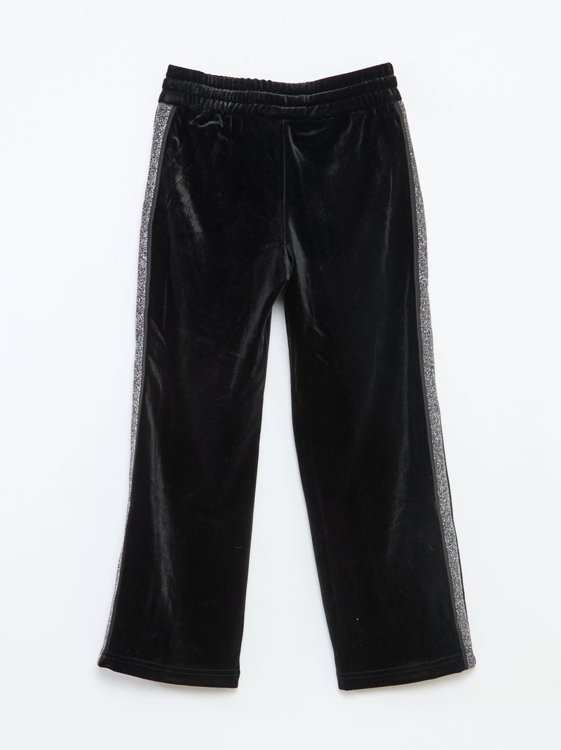 Pantalon velours à bandes pailletées Noir - Kiabi
