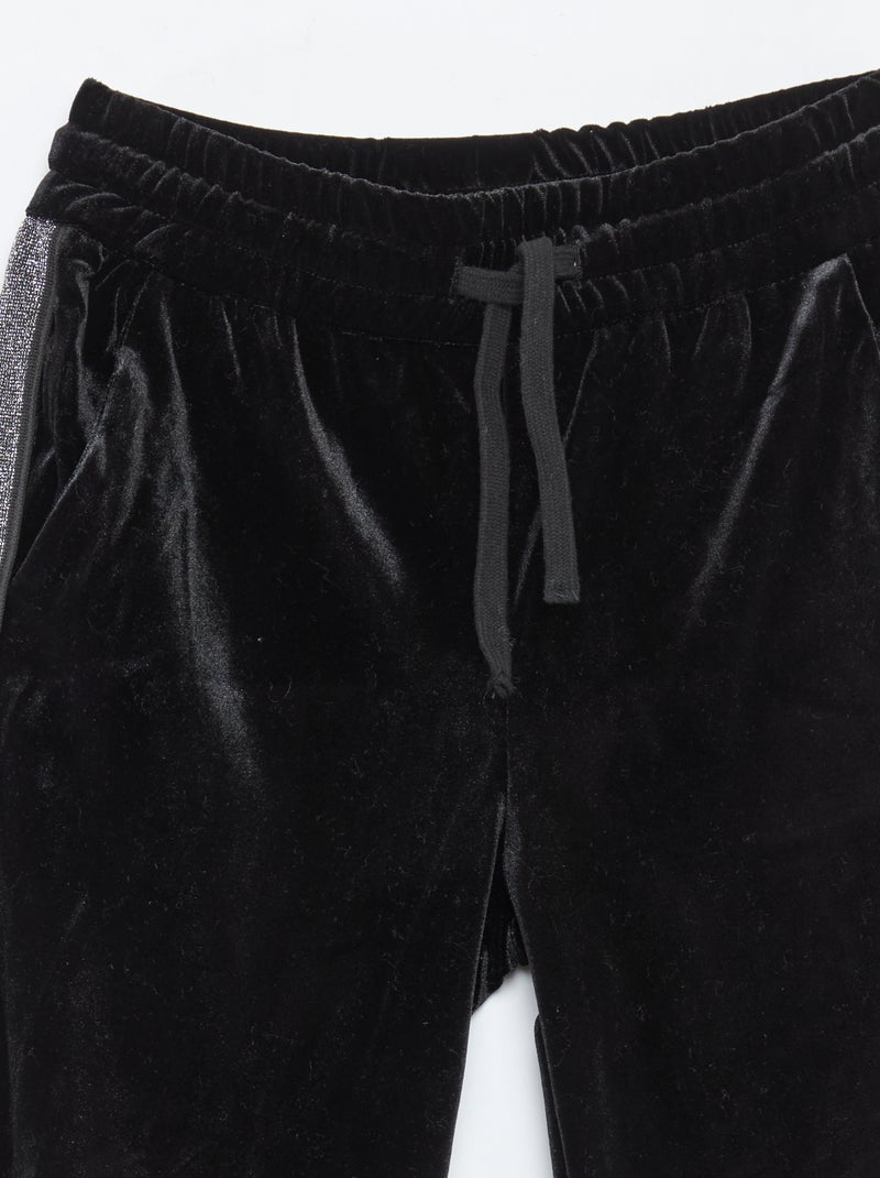 Pantalon velours à bandes pailletées Noir - Kiabi