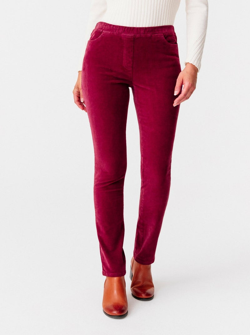 Pantalon velours à ceinture élastiquée - Damart Bordeaux - Kiabi