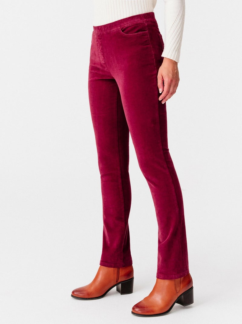 Pantalon velours à ceinture élastiquée - Damart Bordeaux - Kiabi