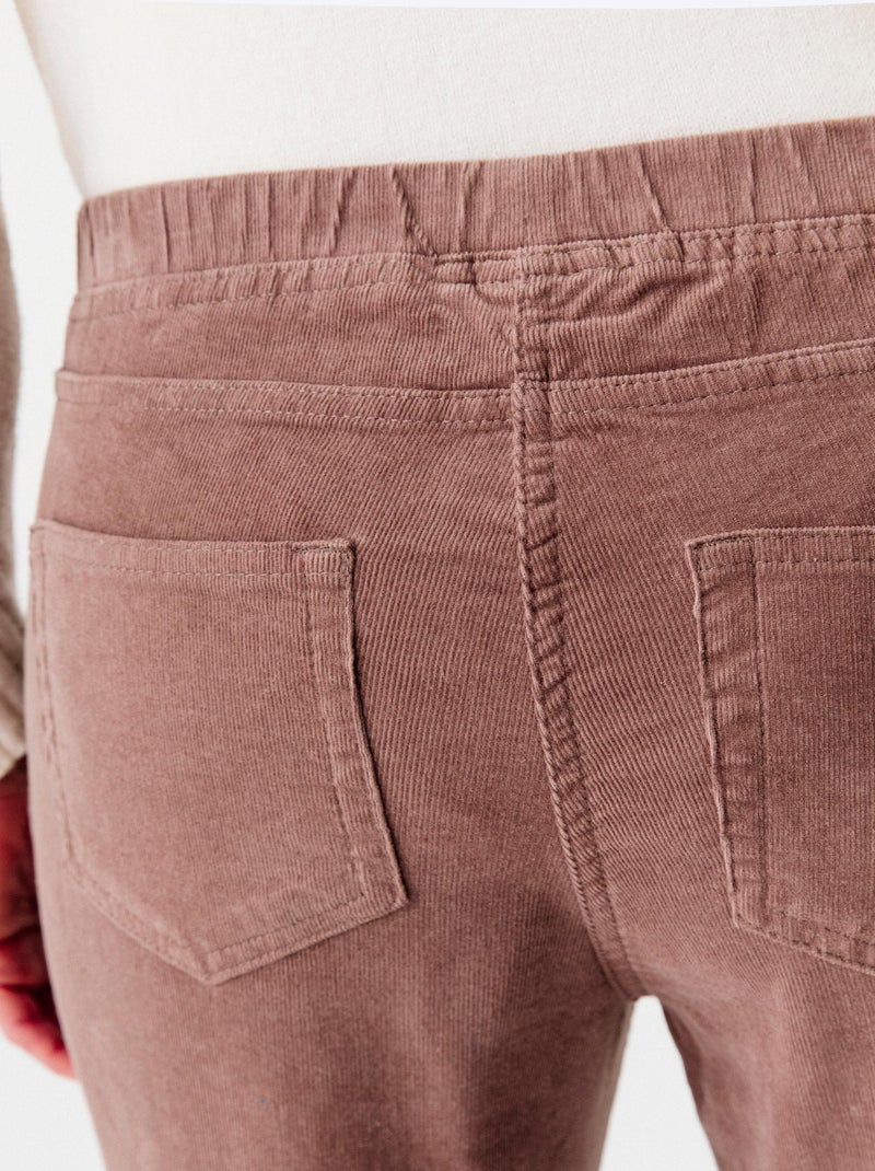 Pantalon velours à ceinture élastiquée - Damart Taupe - Kiabi
