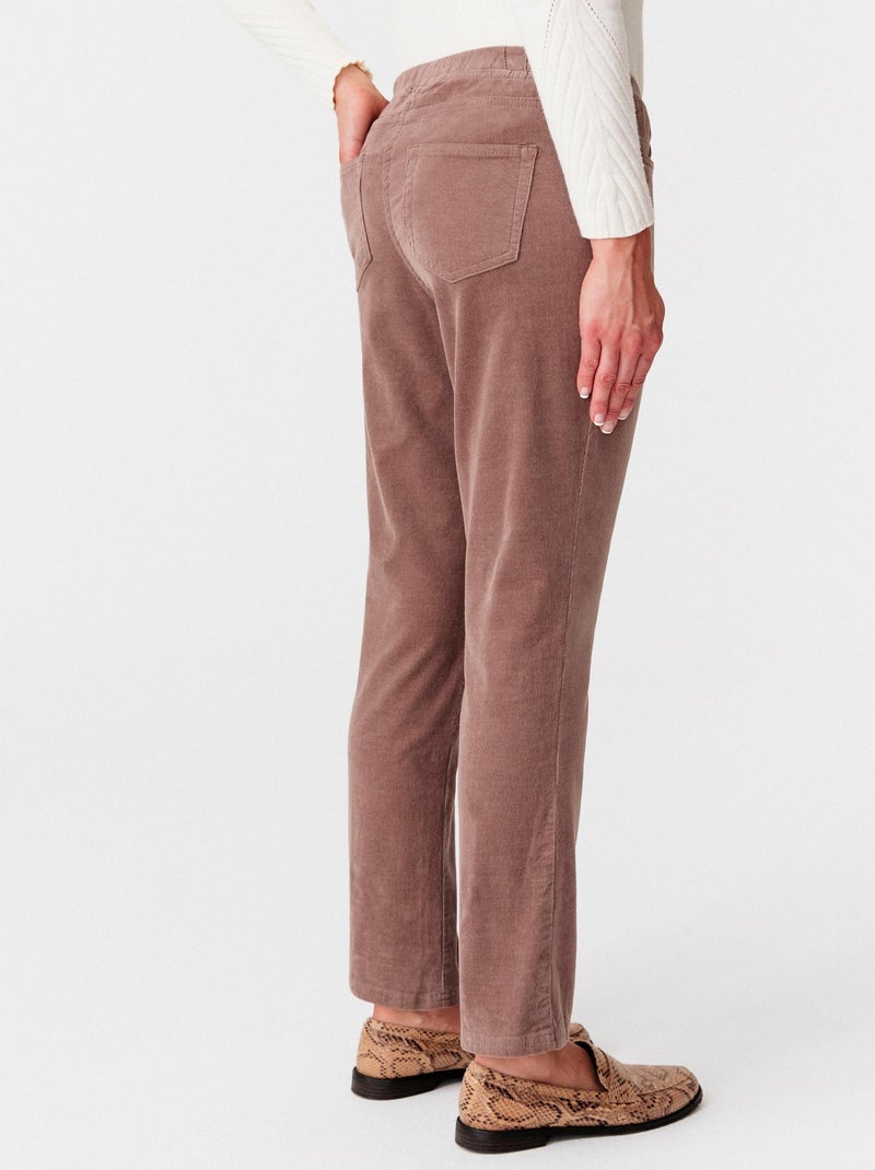 Pantalon velours à ceinture élastiquée - Damart Taupe - Kiabi