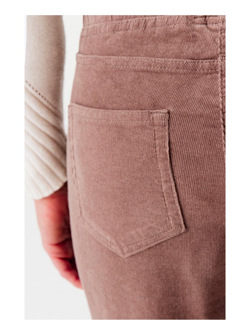 Pantalon velours à ceinture élastiquée - Damart Taupe - Kiabi