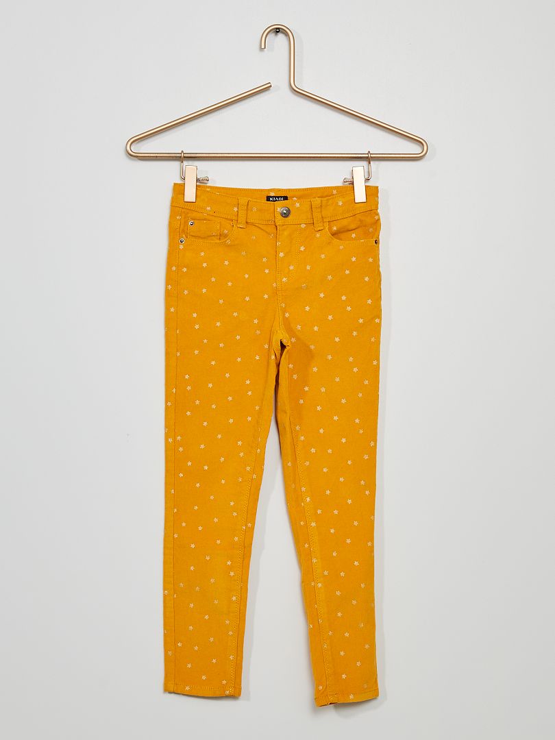 Pantalon velours à motifs jaune or - Kiabi