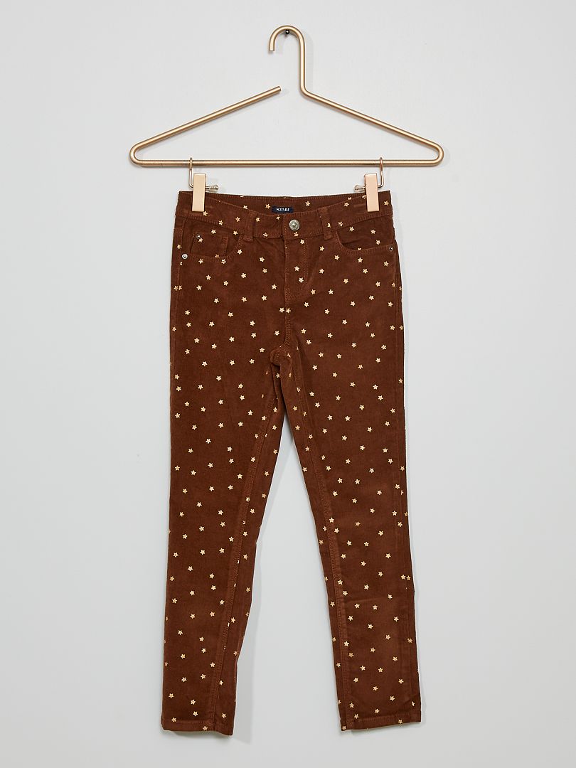 Pantalon velours à motifs marron - Kiabi