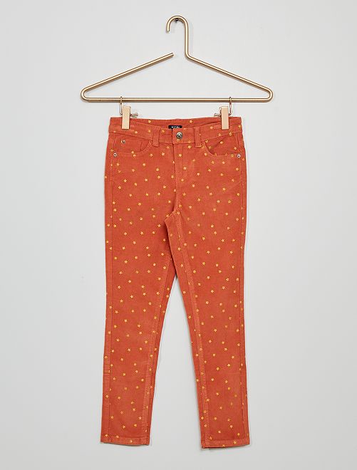 Pantalon velours à motifs                                                                                         orange 
