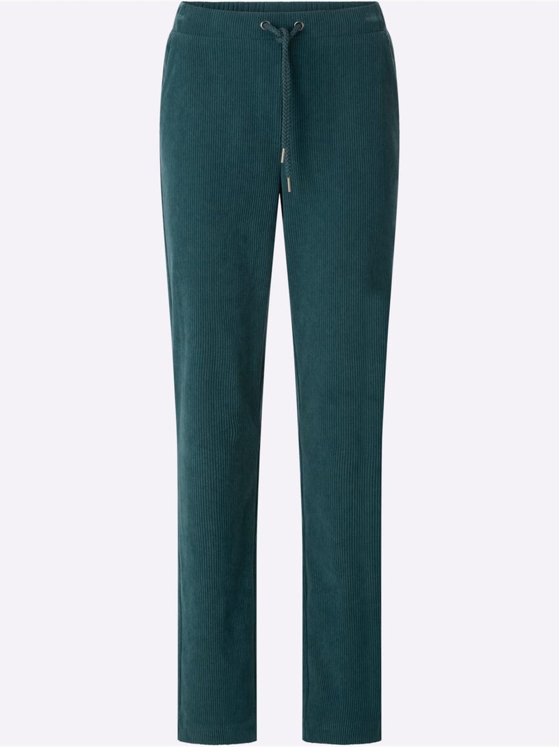 Pantalon velours aspect velours large - taille standard - witt Bleu pétrole - Kiabi