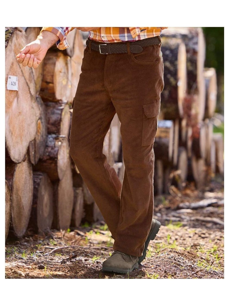 Pantalon Velours Cargo Confort   - ATLAS FOR MEN Marron - Kiabi
