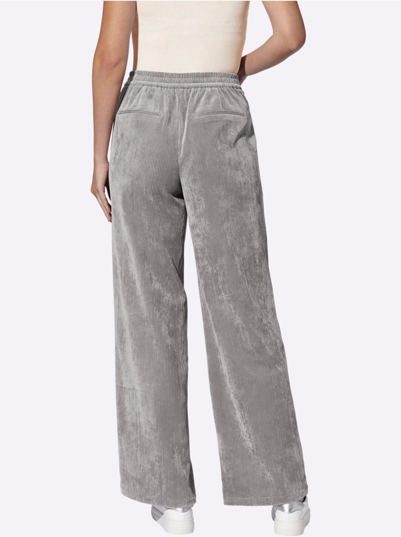 Pantalon Velours Ceinture élastique Pour Plus De Confort - Taille Standard - Helline Gris - Kiabi
