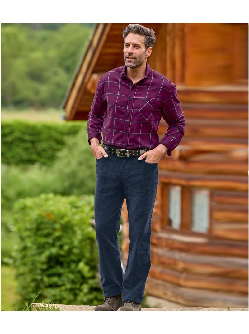 Pantalon Velours Confort Coupe Regular   - ATLAS FOR MEN Bleu marine - Kiabi
