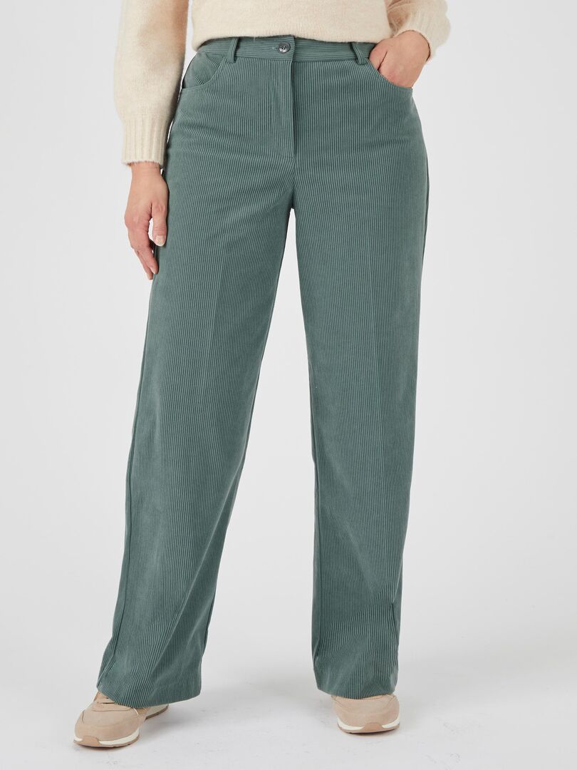 Pantalon velours côtelé - Damart Vert - Kiabi