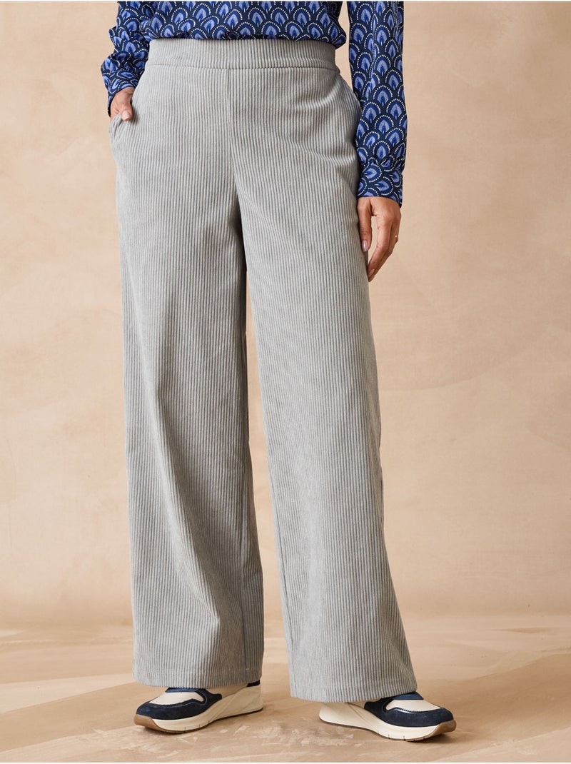Pantalon velours côtelé bas évasé - DAXON Gris - Kiabi